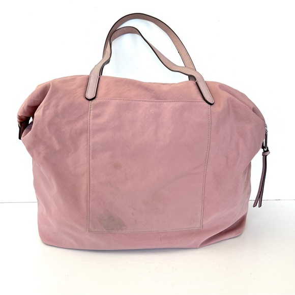 REBECCA MINKOFF Blush Pink Washed Nylon Leather Handles Large Shoulder Bag Tote - Picture 5 of 15
